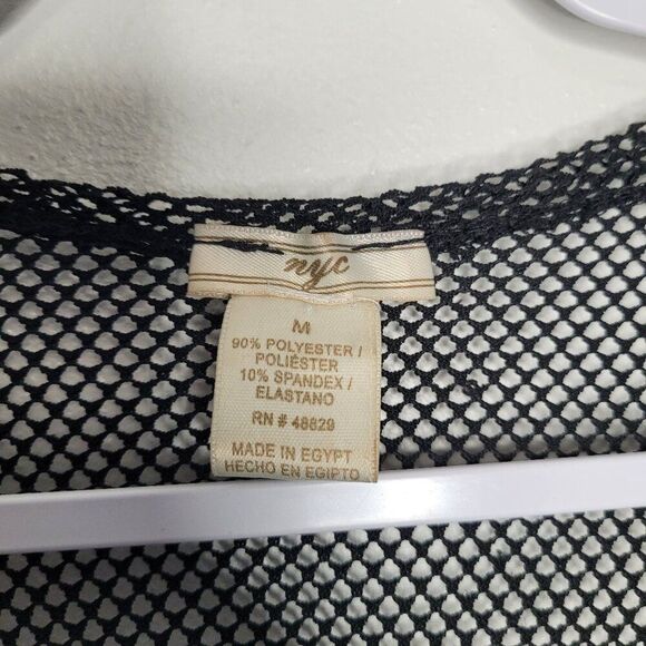 NYC black open knit mesh long open front grunge punk club kid cardigan medium - Picture 3 of 7